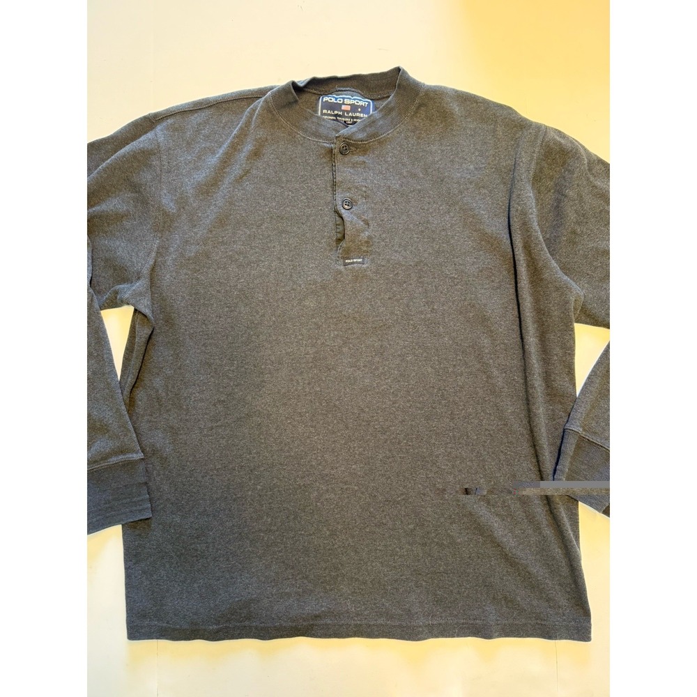 Vintage Y2K POLO Sport Ralph‎ Lauren mens dark gray henley shirt XL